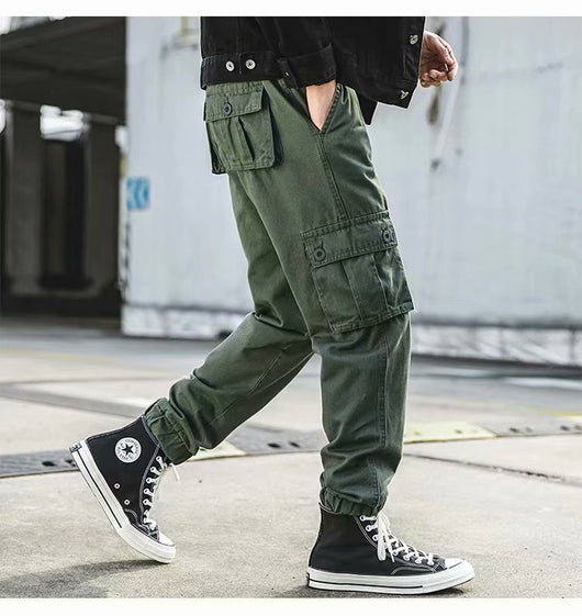 Pantalones Overol Hombre Estilo Americano Retro Casual Sueltos Cortos con Bolsillos Múltiples - Image 5