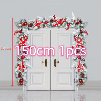 Corona Navideña Exterior con Efecto Nieve - Decoración Puerta Ratán Flocking - Image 15