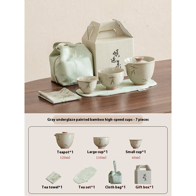 Juego de Té Portátil Bambú Pintado a Mano - Tetera y Taza Todo en Uno - Image 9