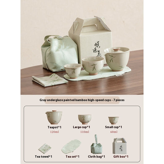 Juego de Té Portátil Bambú Pintado a Mano - Tetera y Taza Todo en Uno - Image 9