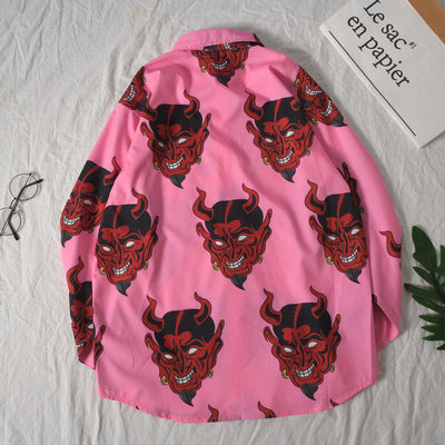 Camisa Suelta Estampada para Parejas de Manga Larga - Image 8