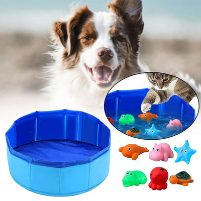 Piscina Plegable para Mascotas con Juguetes Vinílicos
