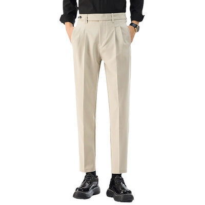 Pantalones Casuales Rectos con Botón en la Cintura Estilo Coreano para Hombre - Image 4