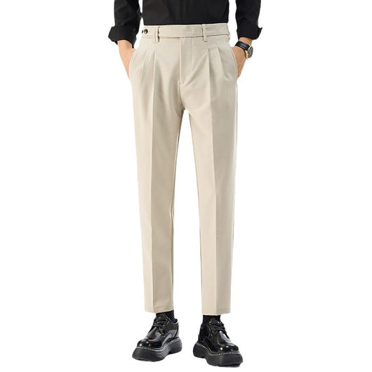Pantalones Casuales Rectos con Botón en la Cintura Estilo Coreano para Hombre - Image 4