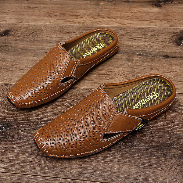 Zapatos Muller Slip-On de Cuero Genuino con Perforado