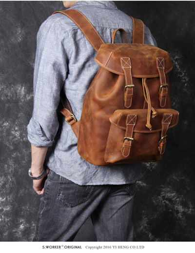Mochila de Cuero Genuino Retro con Gran Capacidad - Image 13