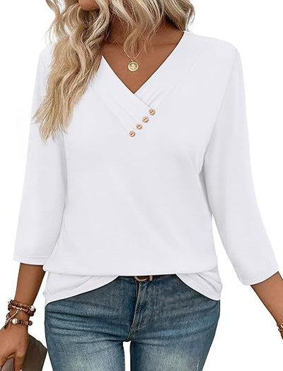 Blusa Casual Mujer Cuello V Botones - Estilo Europeo Otoño - Image 22