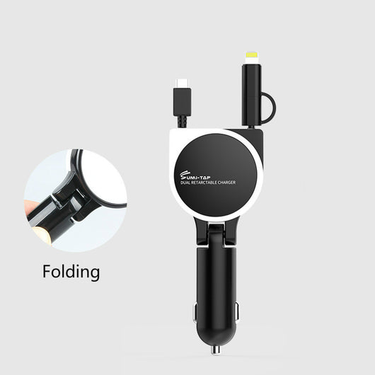Cargador de Auto 3 en 1 Compatible con Apple - Cable de Datos y Encendedor - Image 3