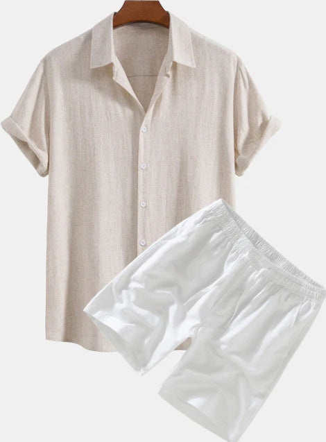 Conjunto Casual de Camisa y Shorts de Color Sólido para Hombre - Image 12