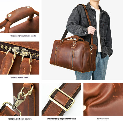 Bolsa de Viaje Retro en Cuero Genuino para Hombre - Image 4
