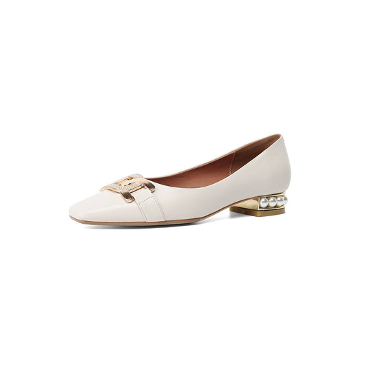 Zapato de Cuero con Hebilla Metálica y Punta Cuadrada Perla - Image 3