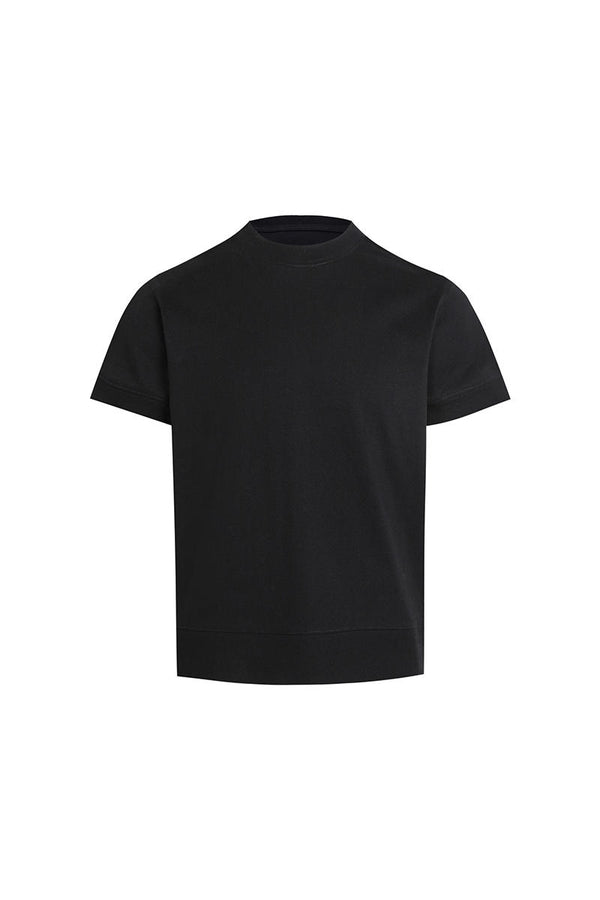 Playera Corta de Cuero con Etiqueta Bicolor y Base Reforzada