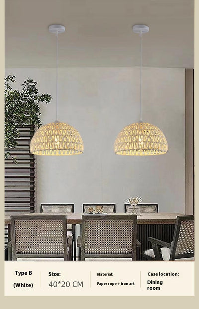 Lámpara Colgante de Ratán Tejido Estilo Chino Contemporáneo - Image 32