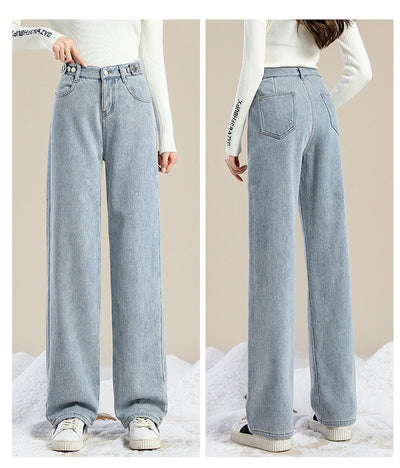 Jeans Casual de Cintura Alta Plus Size con Forro de Velvet - Image 4