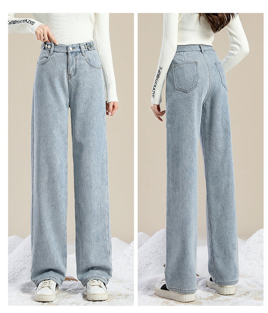Jeans Casual de Cintura Alta Plus Size con Forro de Velvet - Image 4
