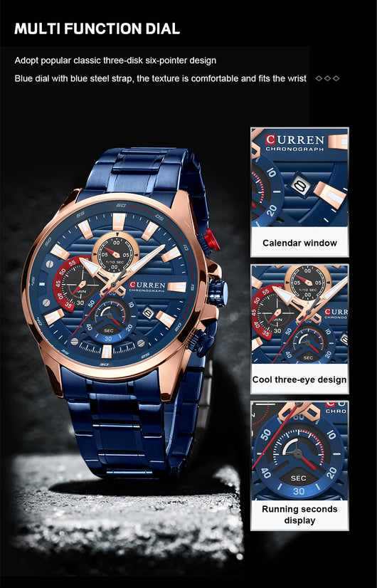 Reloj Deportivo de Acero Inoxidable con Seis Esferas - Cuarzo Precisión - Image 20