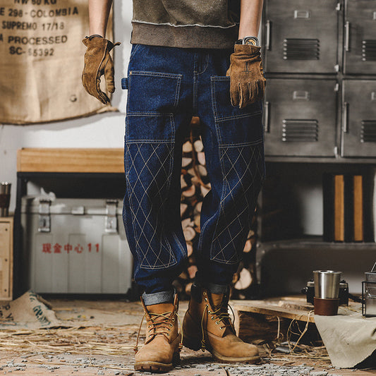 Pantalones Vaqueros Retro Holgados para Hombre con Costuras Brillantes