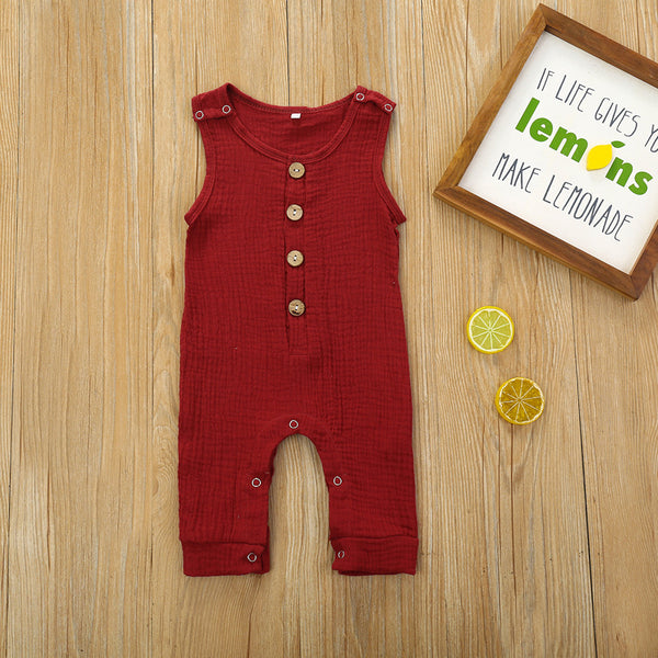 Enterizo de Algodón y Lino para Bebé - Romper Multicolor con Botones para Verano