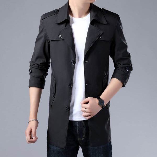 Abrigo Tipo Trinchera para Hombre Primavera Otoño - Corte Slim Clásico