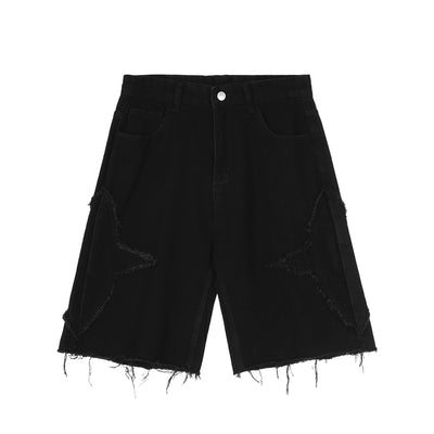 Shorts de Mezclilla Desgastados con Cortes Diseñados - Image 9