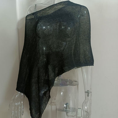 Blusa Tejida de Protección Solar con Capa Irregular para Mujer - Image 7