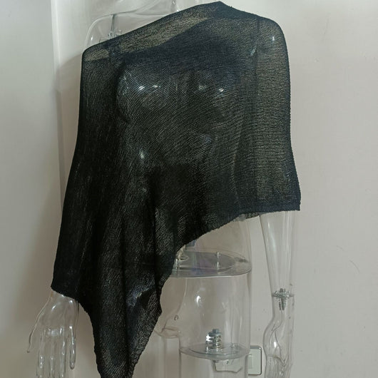 Blusa Tejida de Protección Solar con Capa Irregular para Mujer - Image 7