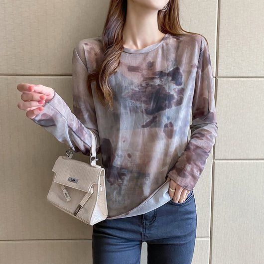 Blusa Tie-Dye con Cuello Redondo y Tul Suelto - Image 12