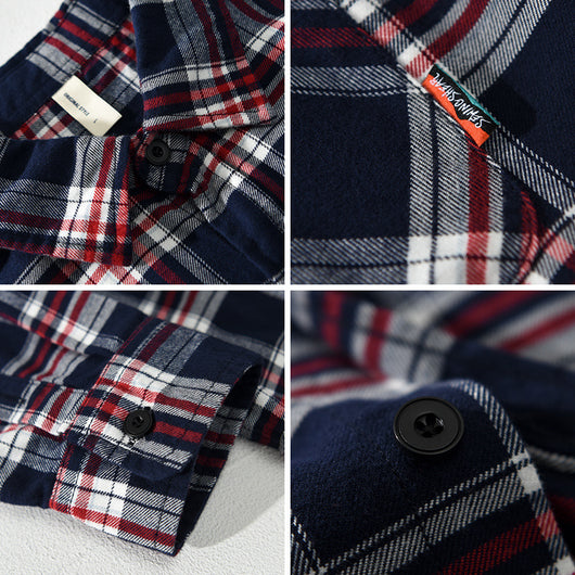Camisa Casual de Cuadros Retro para Hombre Primavera - Image 3
