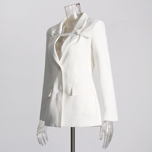 Blazer Slim Fit Patchwork para Mujer - Diseño Moderno y Versátil - Image 2