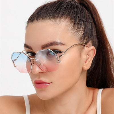 Gafas de Sol Degradado Tan sin Marco con Bordes Cortados