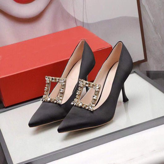 Tacones Altos Elegantes con Punta Cuadrada y Hebilla Brillante - Image 11