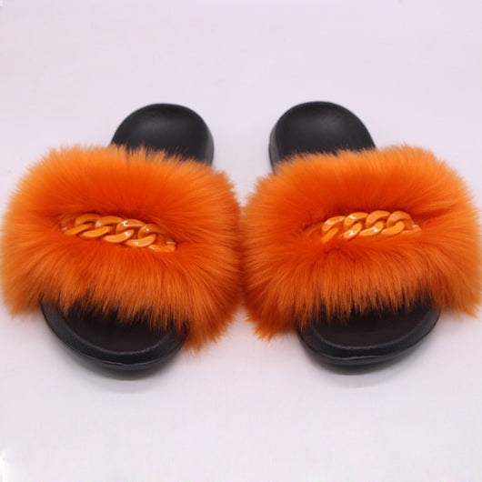 Pantuflas de Piel Sintética de Zorro con Cadena - Sandalias Peluche Cómodas - Image 4