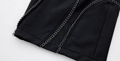 Pantalones Casuales de Cuero con Cadena Metalizada Vintage - Image 12