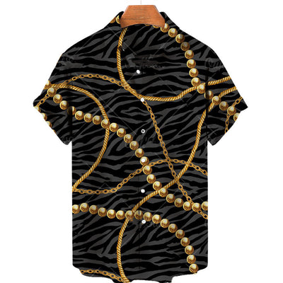 Playera Manga Corta Hombre Cadena Oro 3D Digital - Image 5