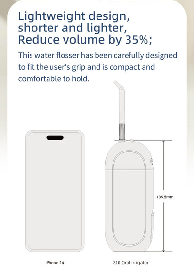 White portable electric dental water flosser with a clear nozzle and retractable water tank for oral hygiene. - Image 16