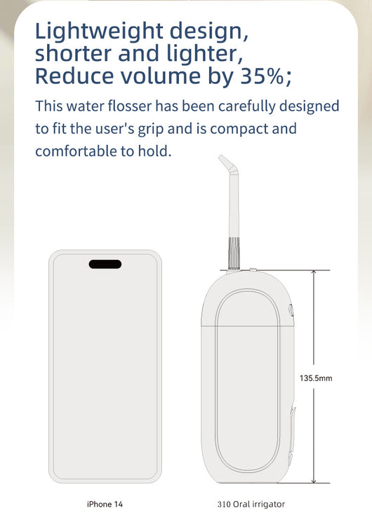 White portable electric dental water flosser with a clear nozzle and retractable water tank for oral hygiene. - Image 16