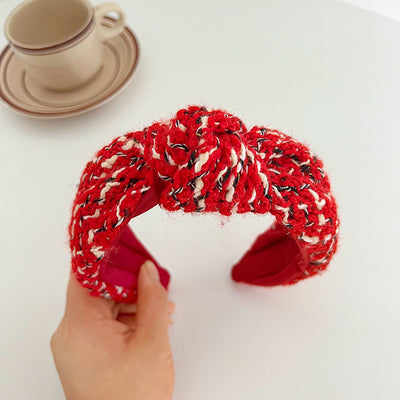 Diadema Navideña Roja con Nudo Central y Ala Ancha - Image 7
