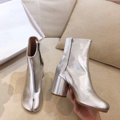 Botas Tobilleras de Tacón Alto con Punta Dividida para Mujer - Image 9