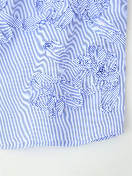 Camisa de Manga Larga Popelina Floral con Rayas Texturizadas - Image 9