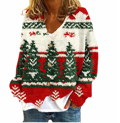 Suéter Tipo Chaqueta Casual de Cuello V Holgado para Mujer - Image 11