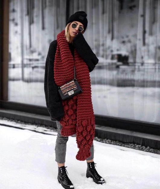 Bufanda de Lana Tejida a Mano - Estilo Puro para Mujer - Image 13