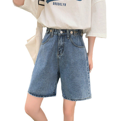 Shorts de Mezclilla Cintura Alta Rectos Anchos para Mujer - Image 13