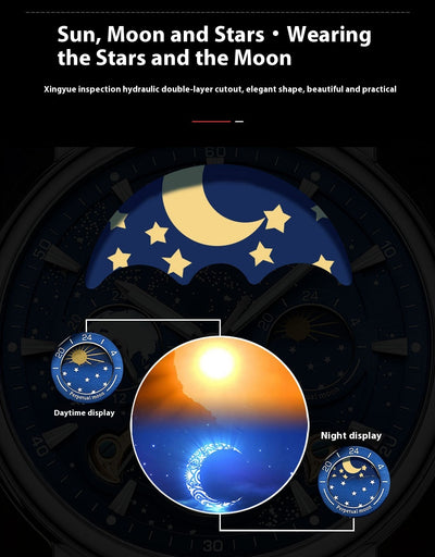 Reloj Mecánico Tourbillon Hueco Fase Lunar Xinghe con Esfera Luminosa - Image 10