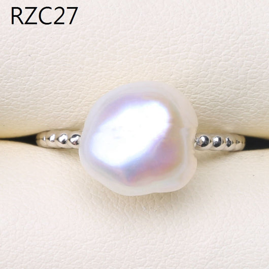 Anillo de Perla Barroca Natural Diseño Luna Platino - Image 50