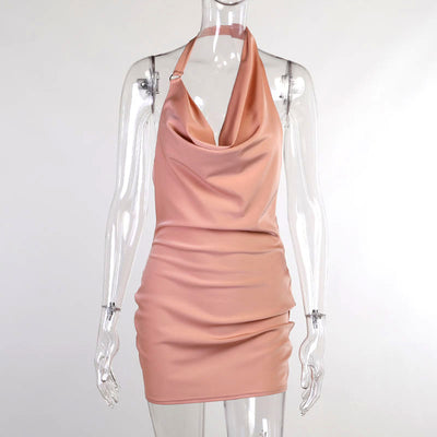 Vestido de Fiesta Satinado Escote V Espalda Descubierta Mini Sin Mangas - Image 16