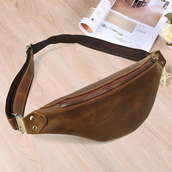 Bolsa Pecho Cuero Crazy Horse Retro Messenger para Hombre