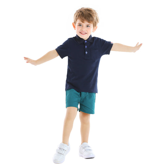 Playera Infantil Manga Corta Estilo College Transpirable con Cuello - Image 8