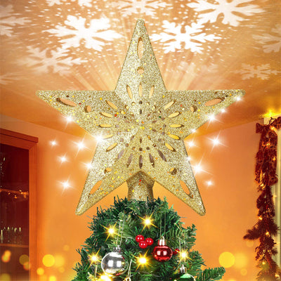 Estrella Luminosa 3D para Árbol de Navidad con Proyector de Copos de Nieve