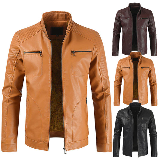 Chaqueta de Cuero Casual Joven con Cierre y Bolsillos