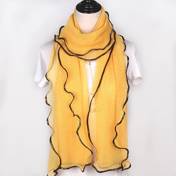 Pañuelo de Seda Mesh con Detalles Dorados